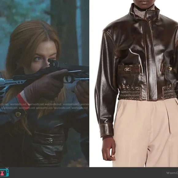 Sold - Sandro Vintage Style Leather Bomber Jacket - Picture 4 of 9